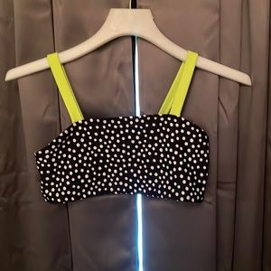 cat and jack swimsuit top!!! super cute polka dot black and neon green straps!🔥